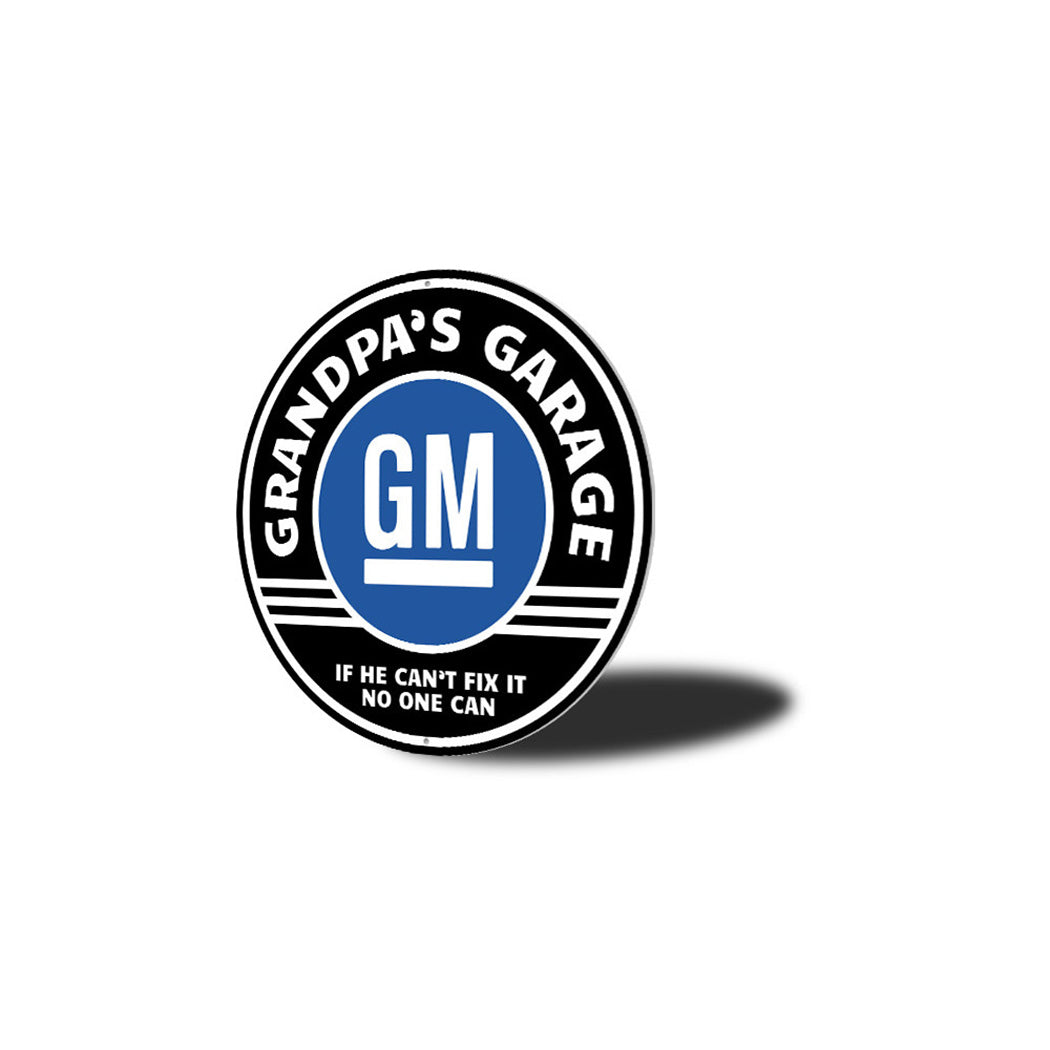Grandpa's Garage GM Car Metal Sign