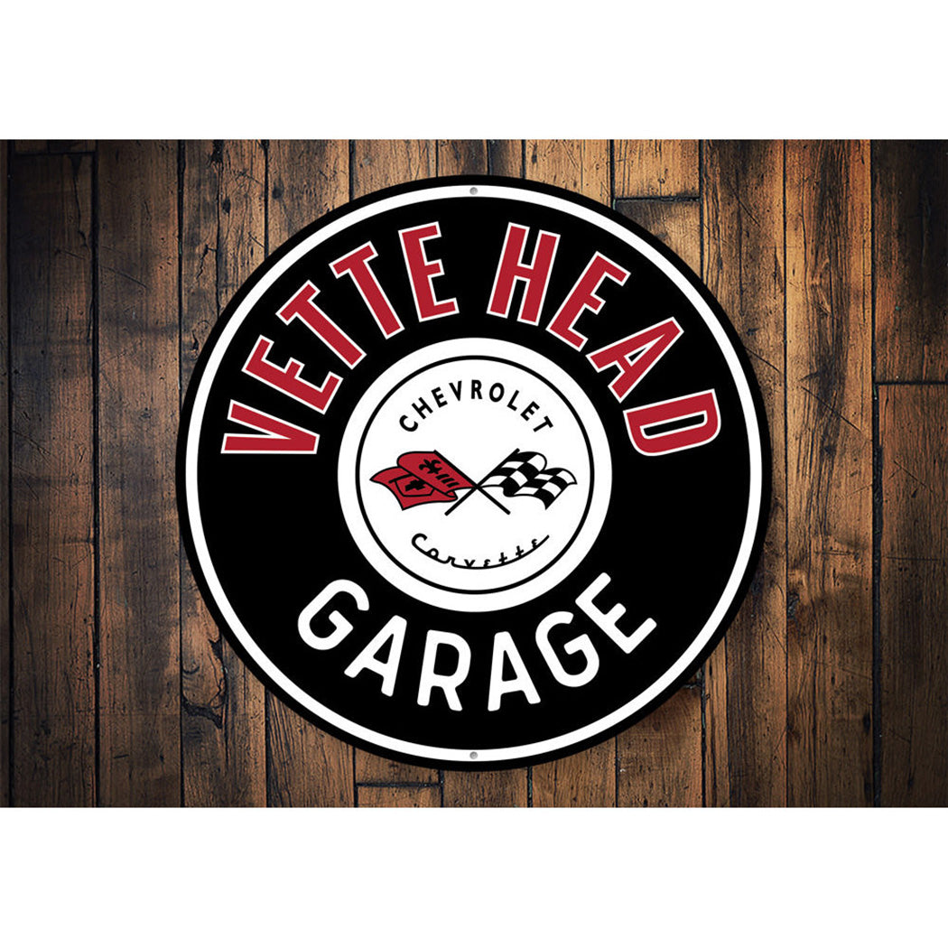 Vette Head Garage Car Sign Aluminum Sign