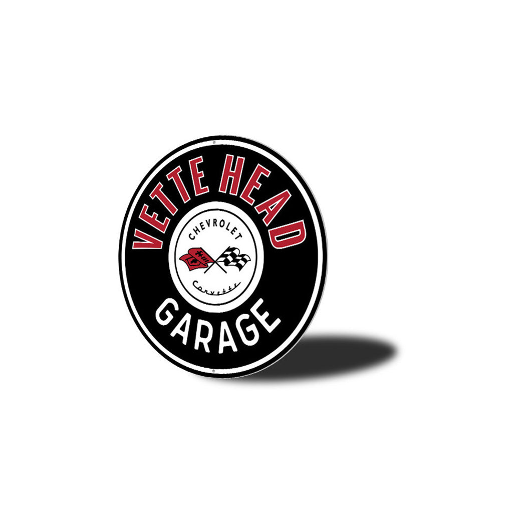 Vette Head Garage Car Metal Sign