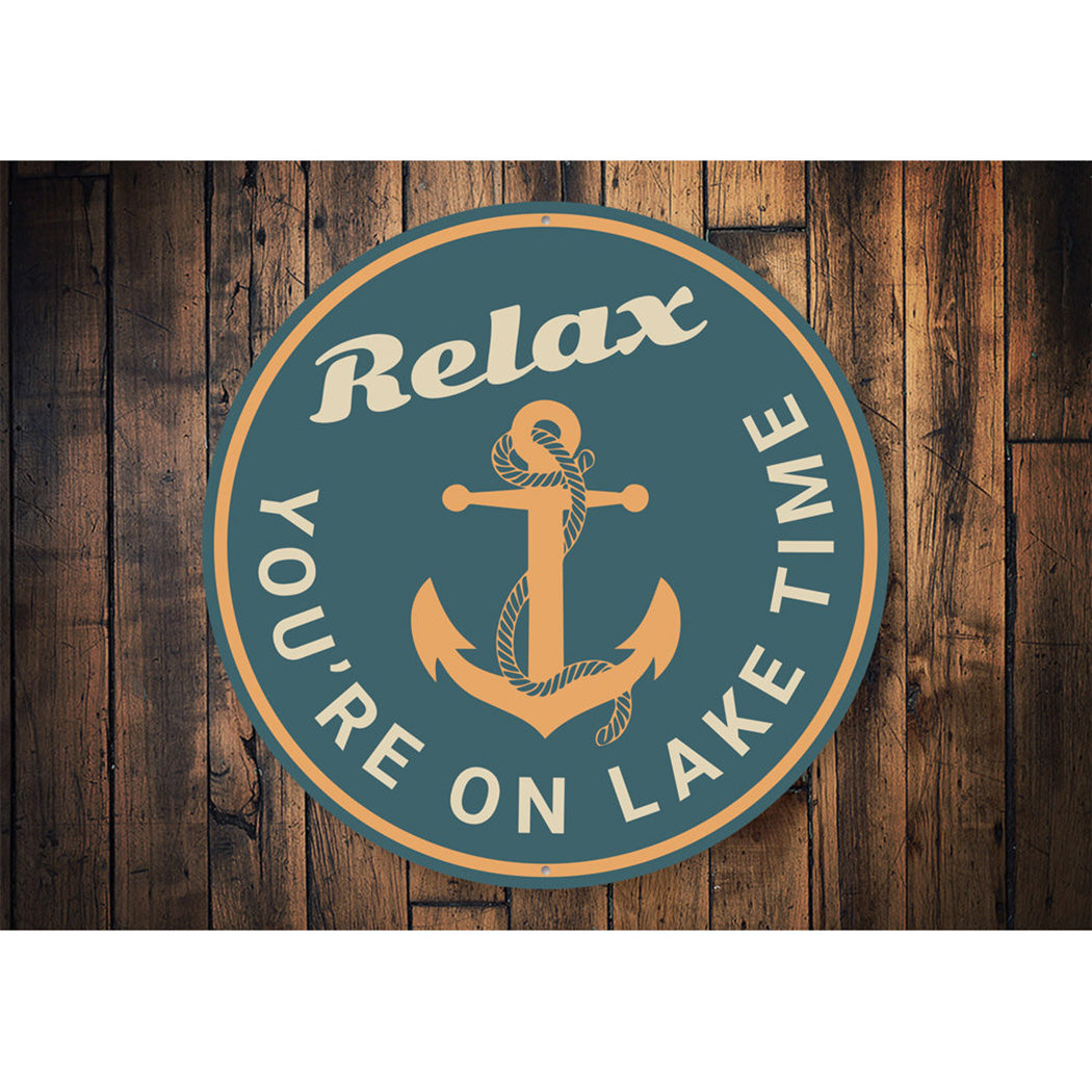 Relax Lake Time Sign Aluminum Sign