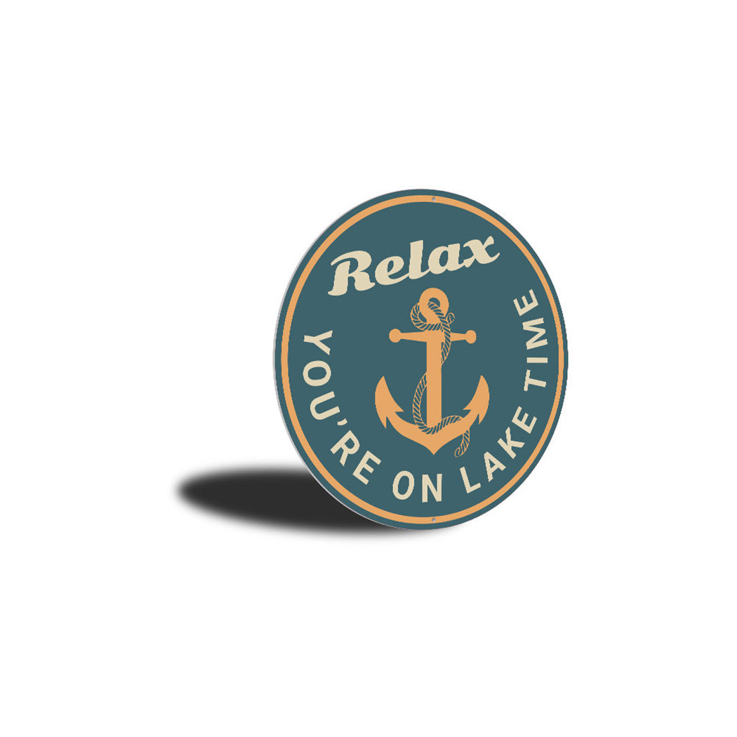 Relax Lake Time Sign Aluminum Sign
