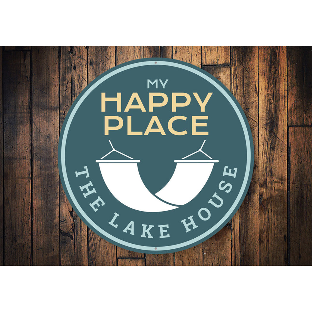 Happy Place Lake House Sign Aluminum Sign