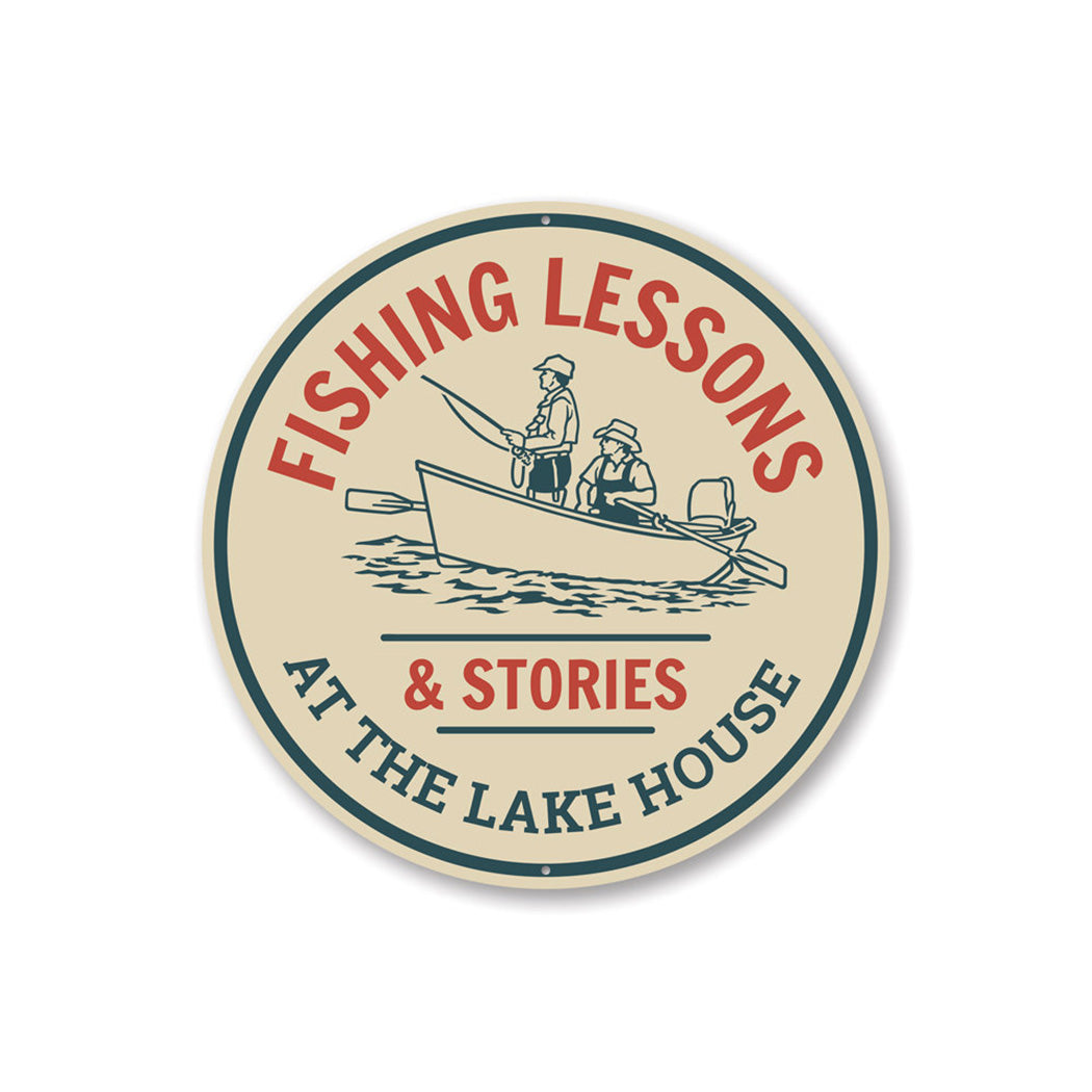 Fishing Lessons Sign Aluminum Sign