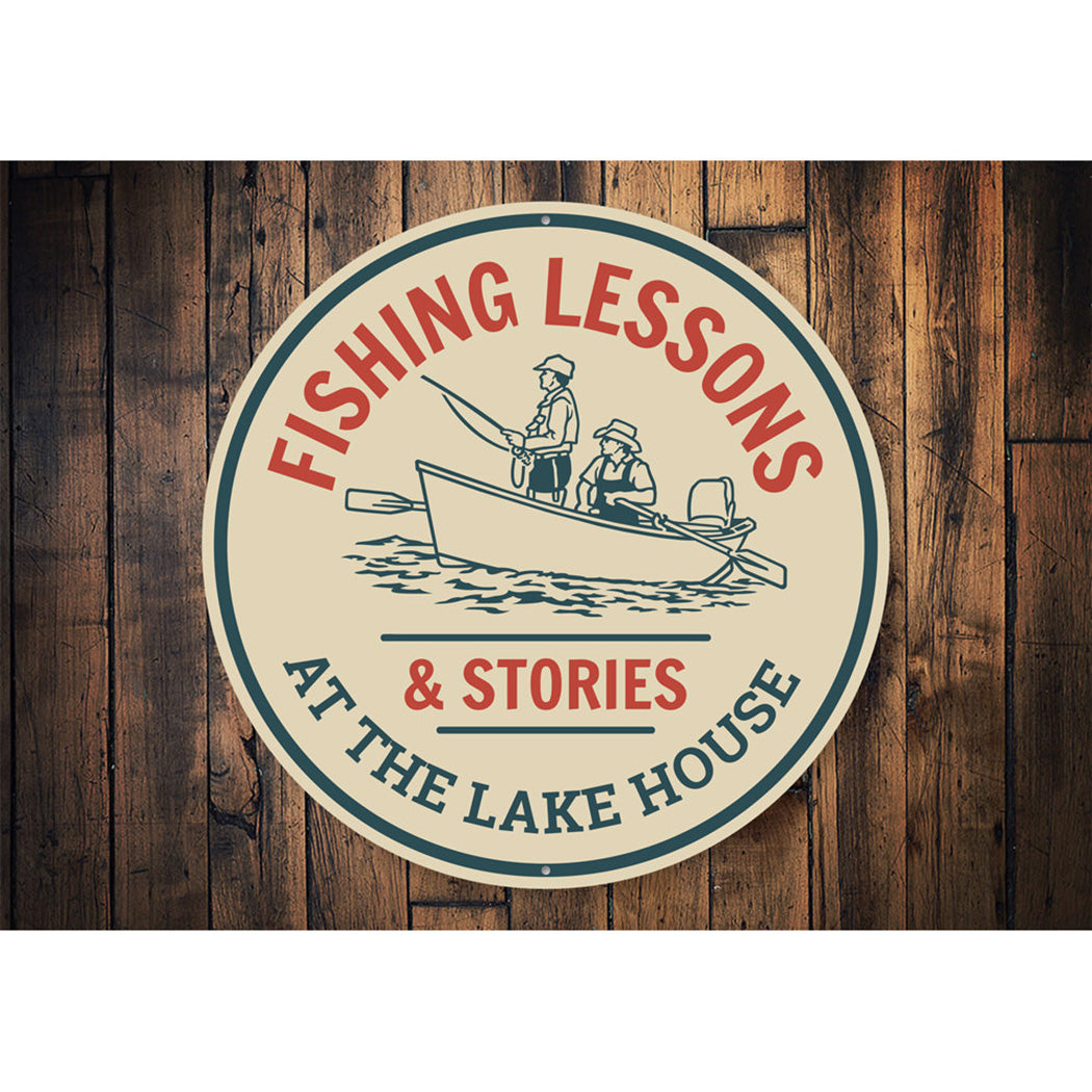 Fishing Lessons Sign Aluminum Sign