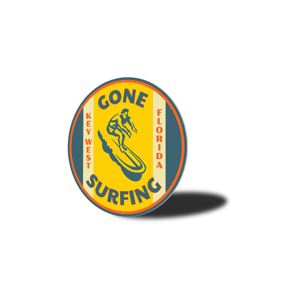 Gone Surfing Key West Florida Metal Sign