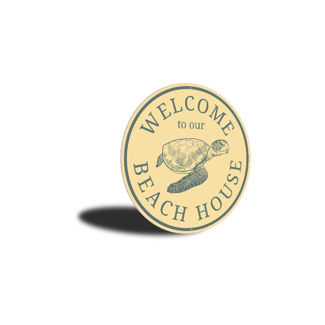 Beach House Welcome Turtle Sign Aluminum Sign