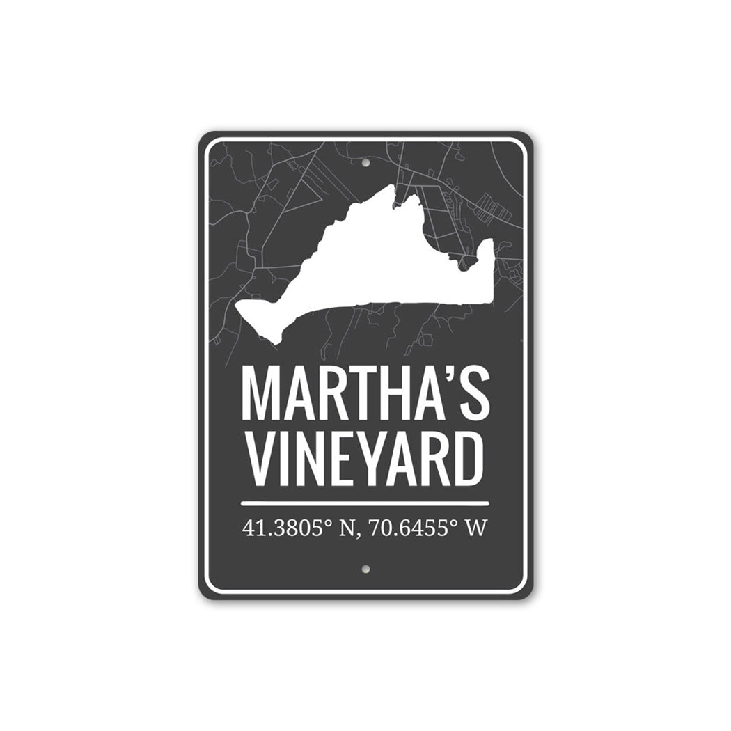 Marthas Vineyard Coordinates Sign