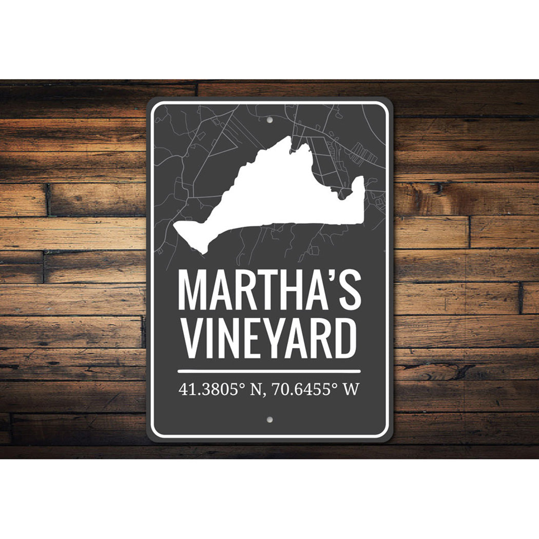 Marthas Vineyard Coordinates Sign