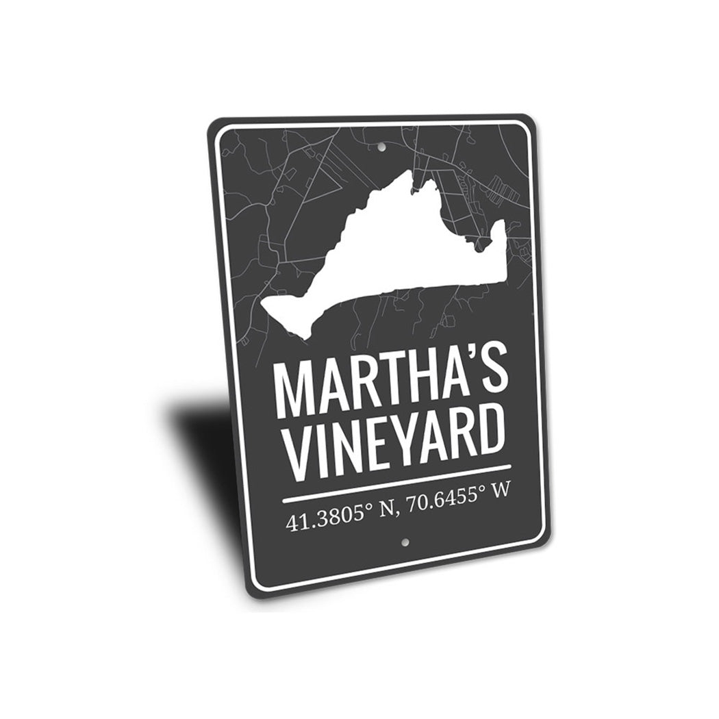 Marthas Vineyard Coordinates Sign