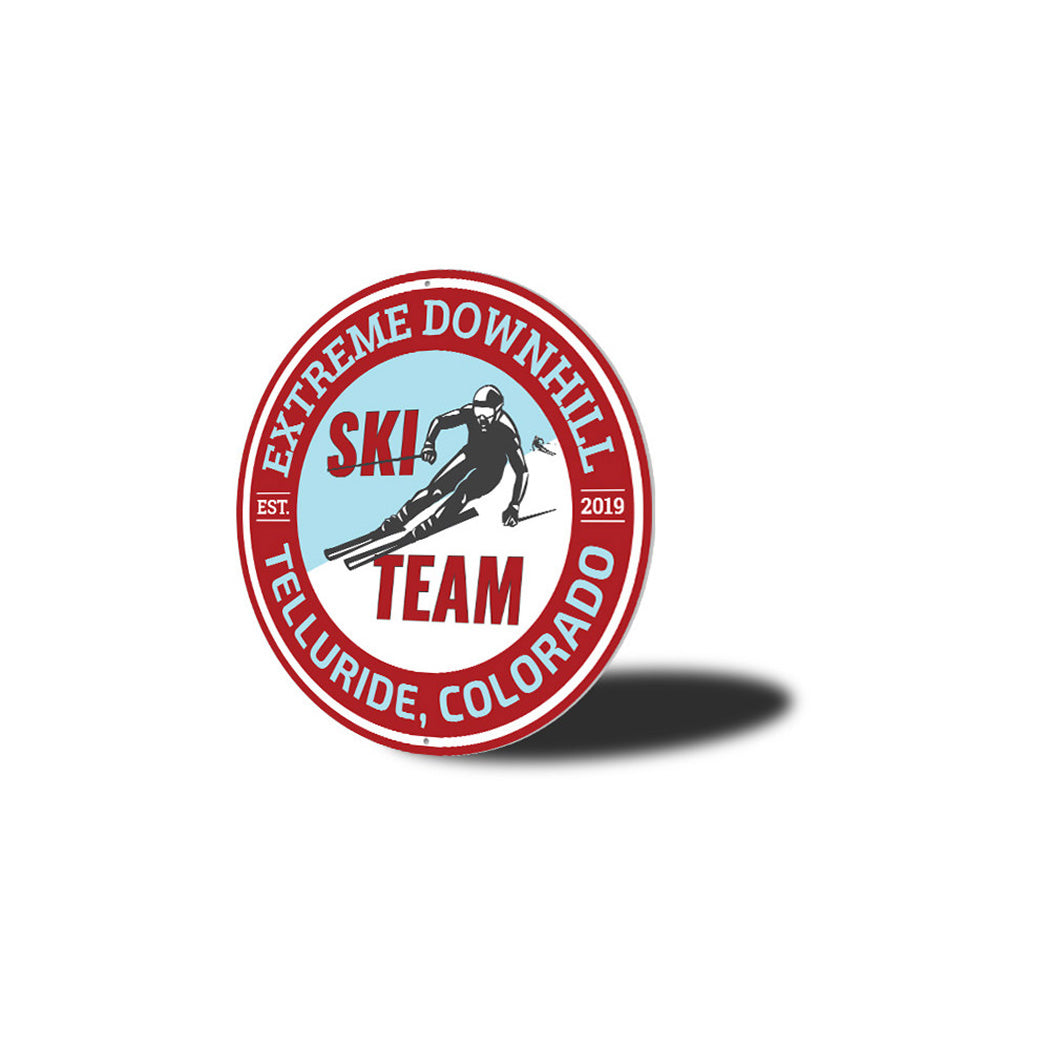 Downhill Ski Team Metal Sign