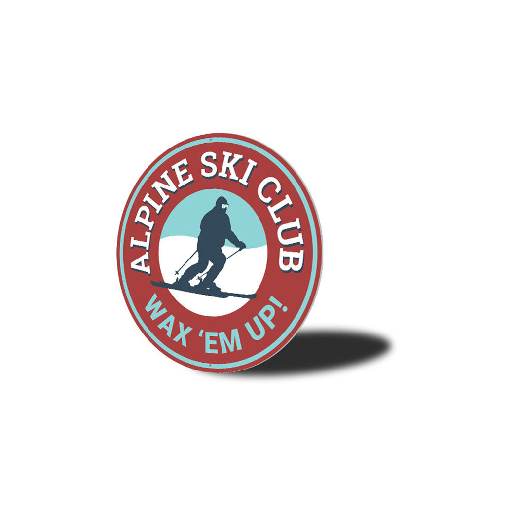 Alpine Ski Club Circle Metal Sign