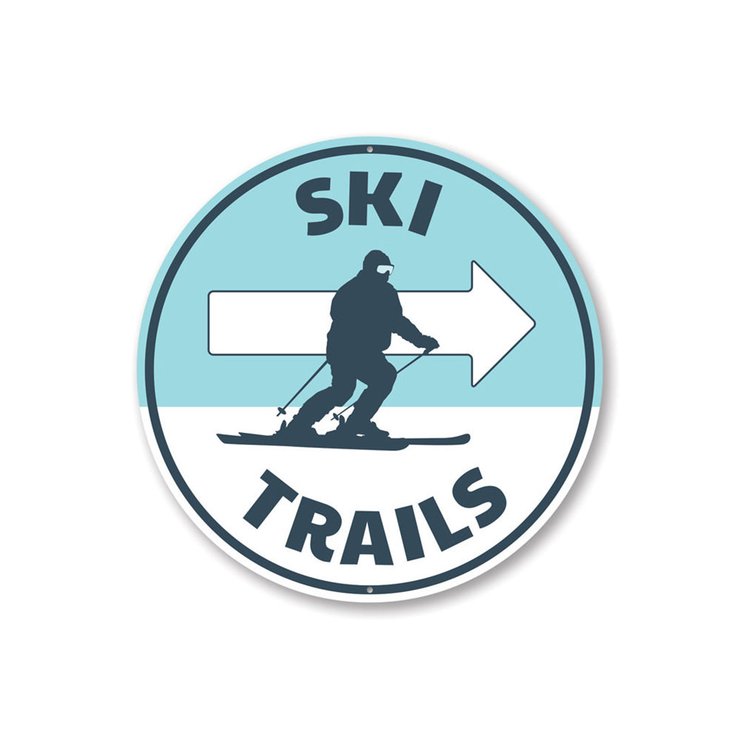 Ski Trails Circle Sign Aluminum Sign