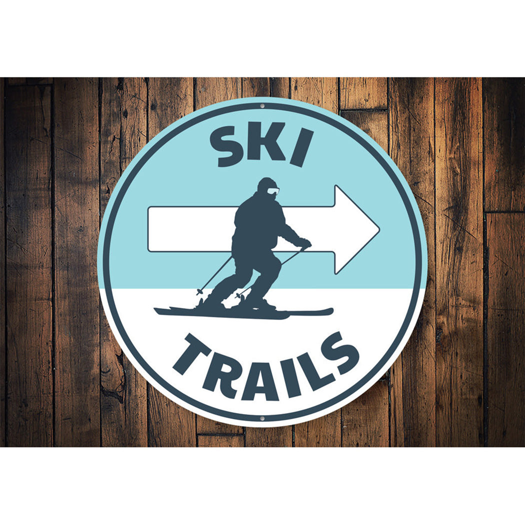 Ski Trails Circle Sign Aluminum Sign