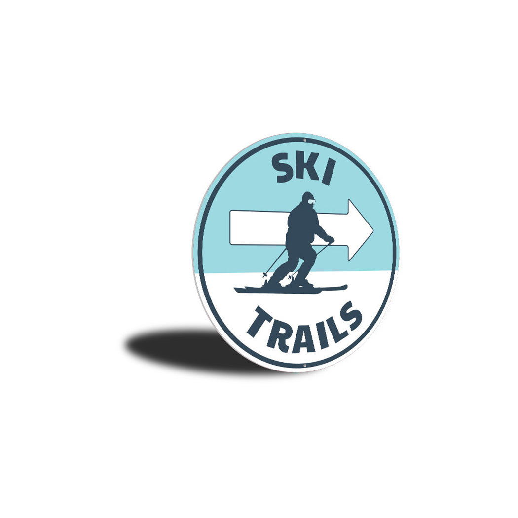 Ski Trails Circle Sign Aluminum Sign