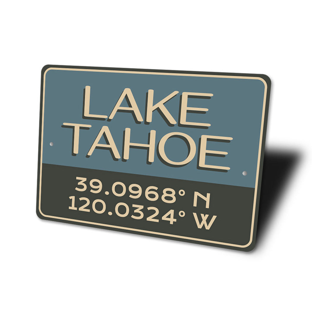 Lake Tahoe Coordinates Sign