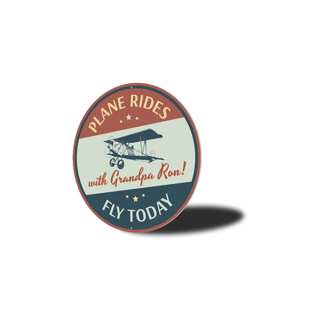 Plane Rides Fly Today Hangar Metal Sign