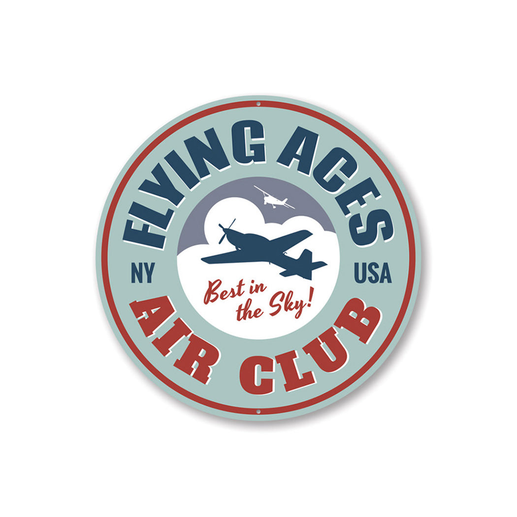 Flying Aces Air Club Airplane Sign Aluminum Sign
