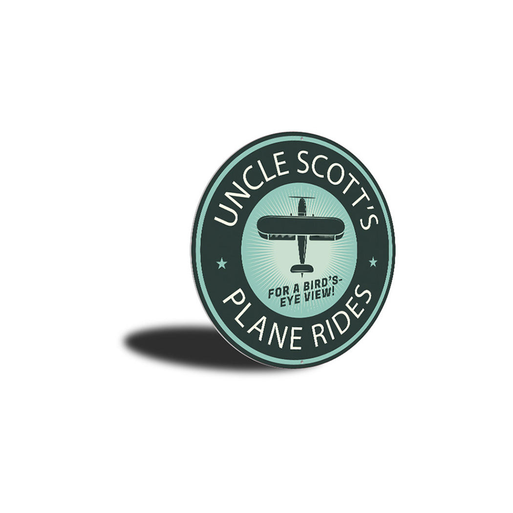 Plane Rides Bird's Eye View Hangar Sign Aluminum Sign
