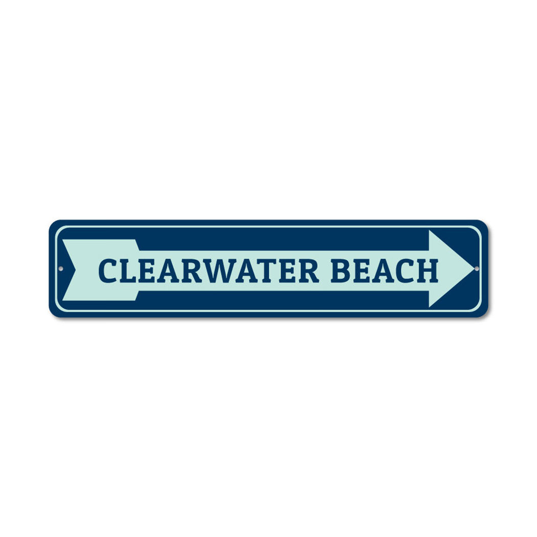 Beach Arrow Metal Sign
