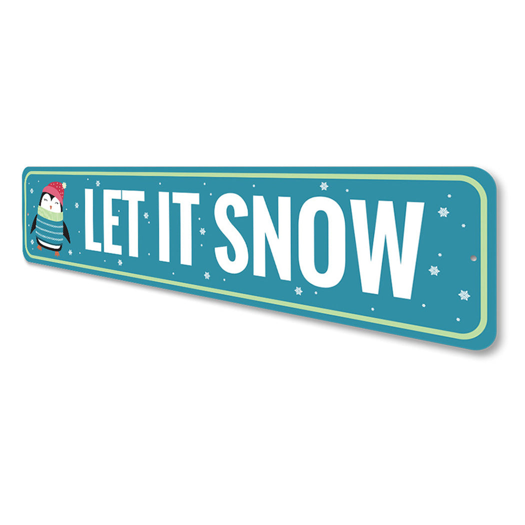 Let It Snow Penguin Holiday Sign