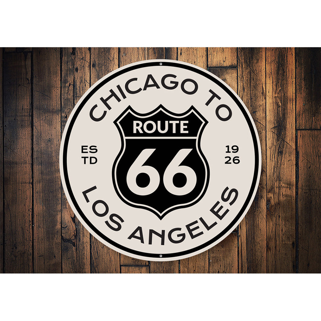 Route 66 Chicago to Los Angeles Novelty Sign Aluminum Sign