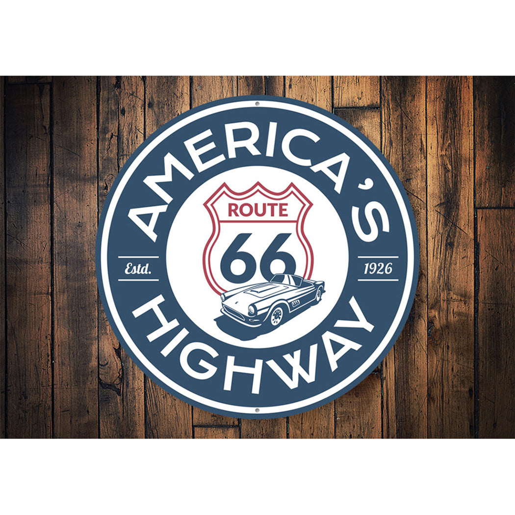 America's Highway Established 1926 Route 66 Sign Aluminum Sign