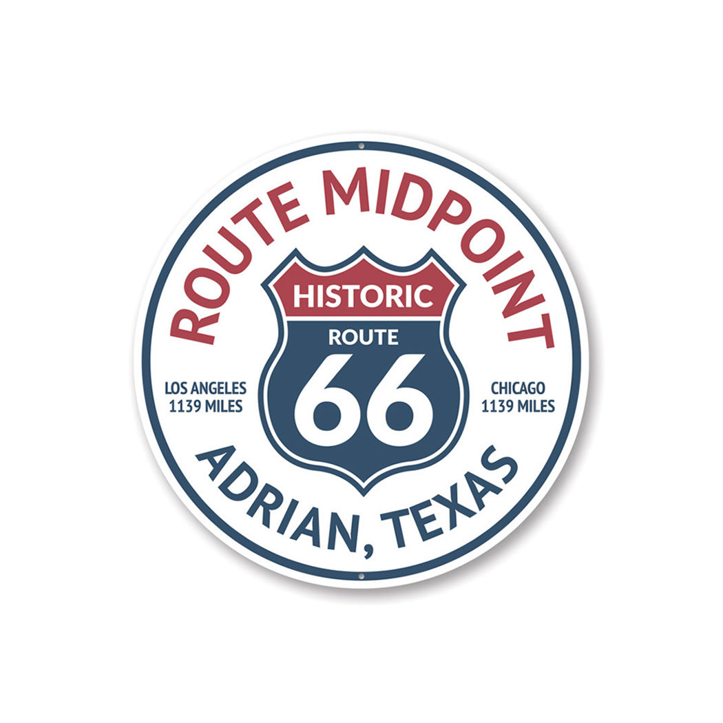Route 66 Midpoint - Adrian, Texas Road Sign Aluminum Sign