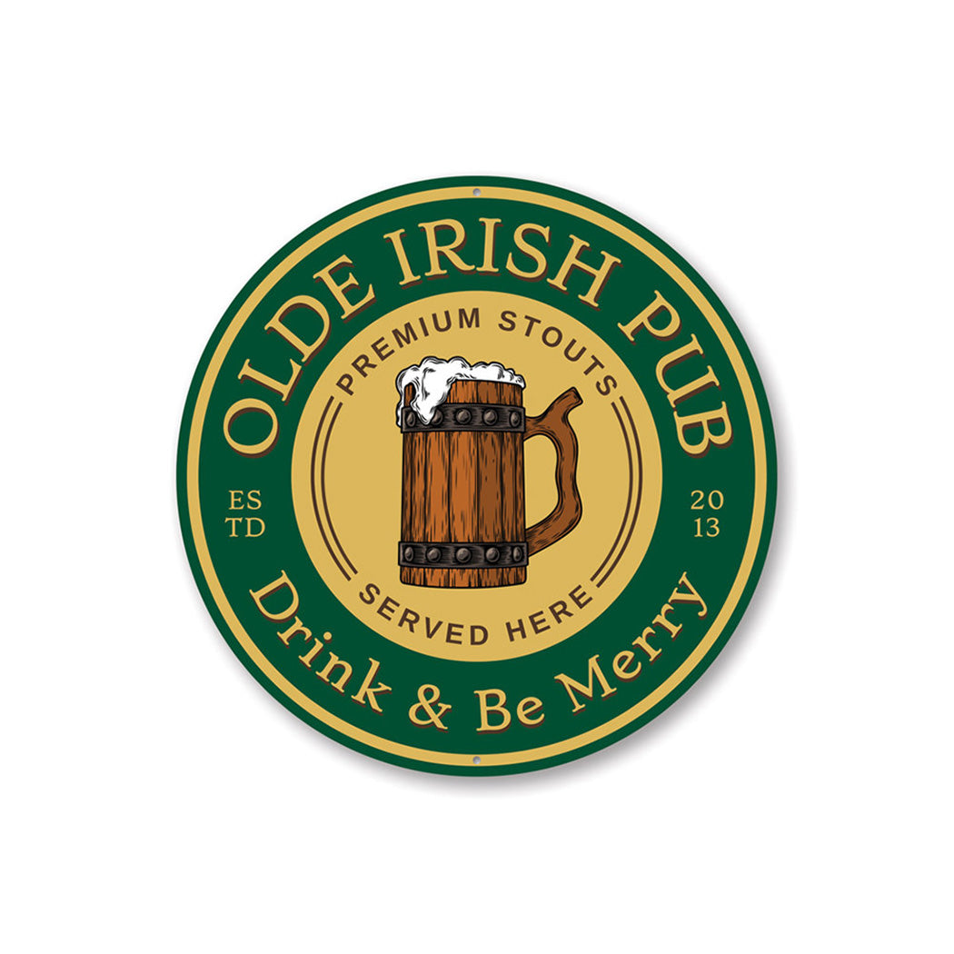 Olde Irish Pub Estd Year Sign Aluminum Sign