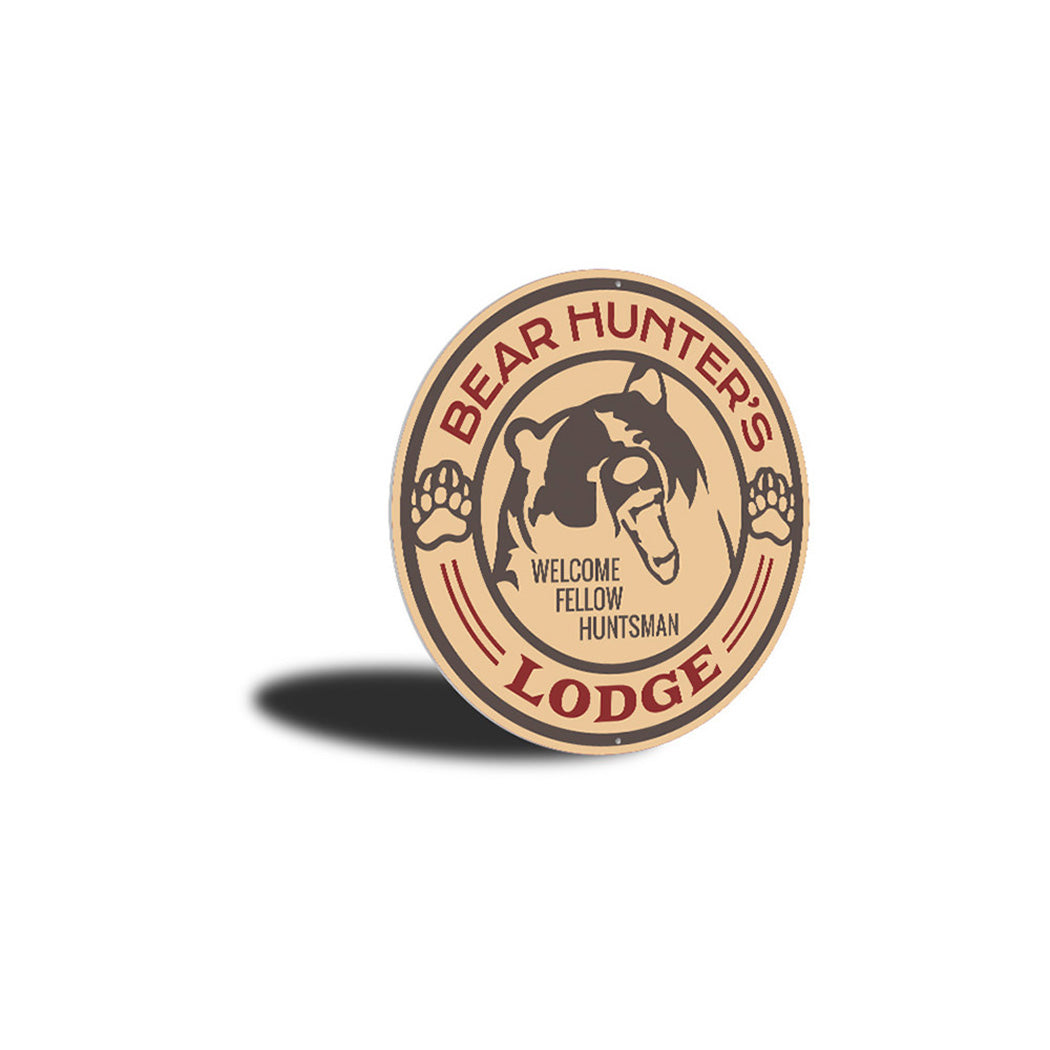 Bear Hunter's Lodge Cabin Sign Aluminum Sign