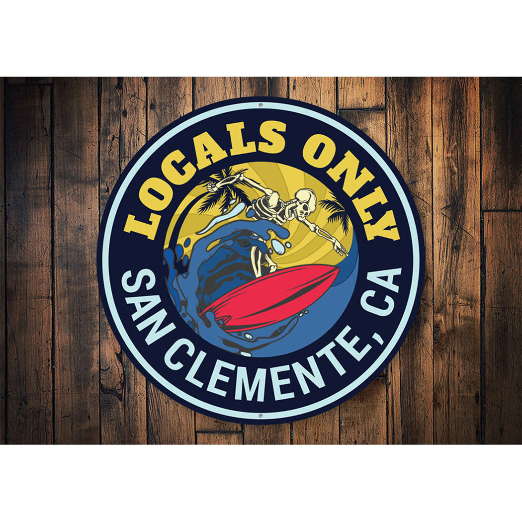 Locals Only Custom Surfer Sign, Beach Lover Aluminum Sign