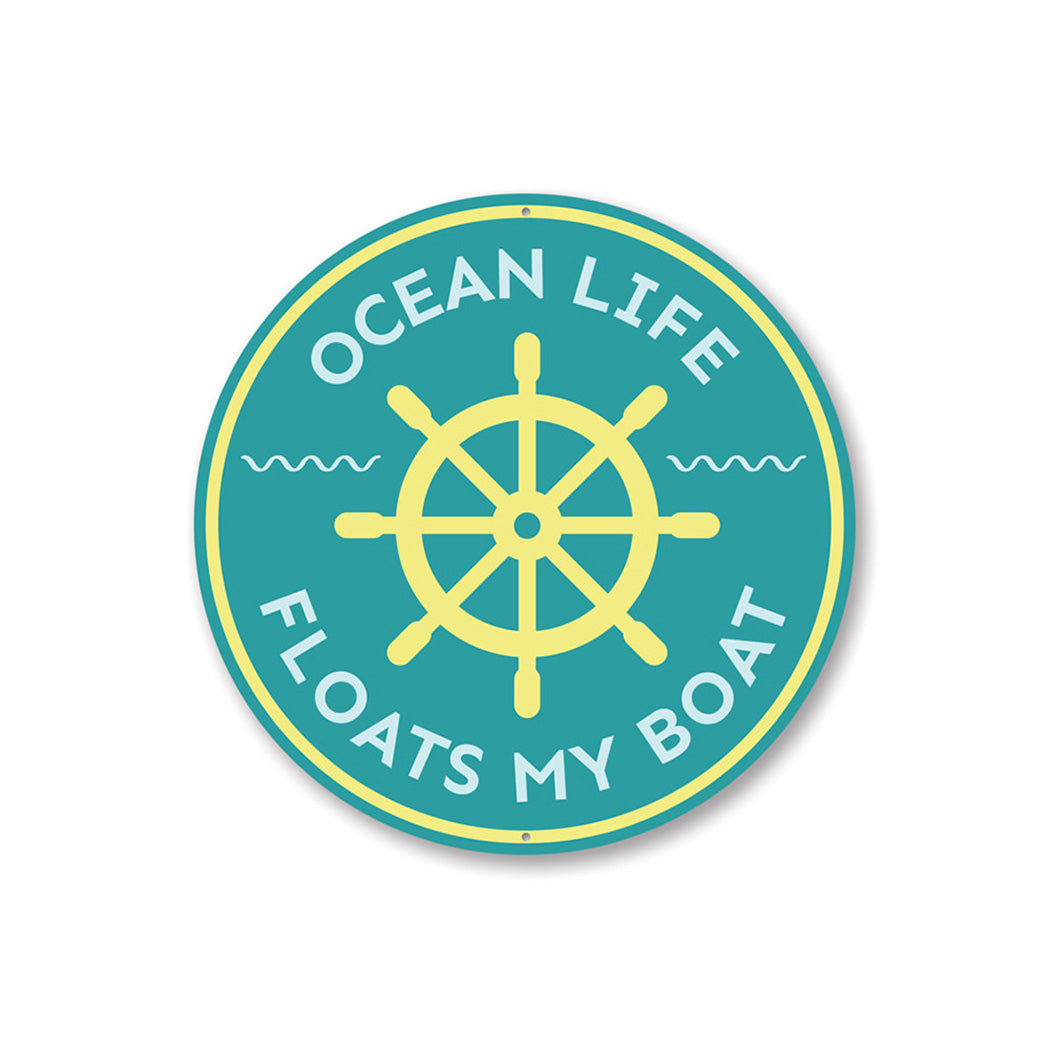 Ocean Life Boat Sign, Beach House Decor Aluminum Sign