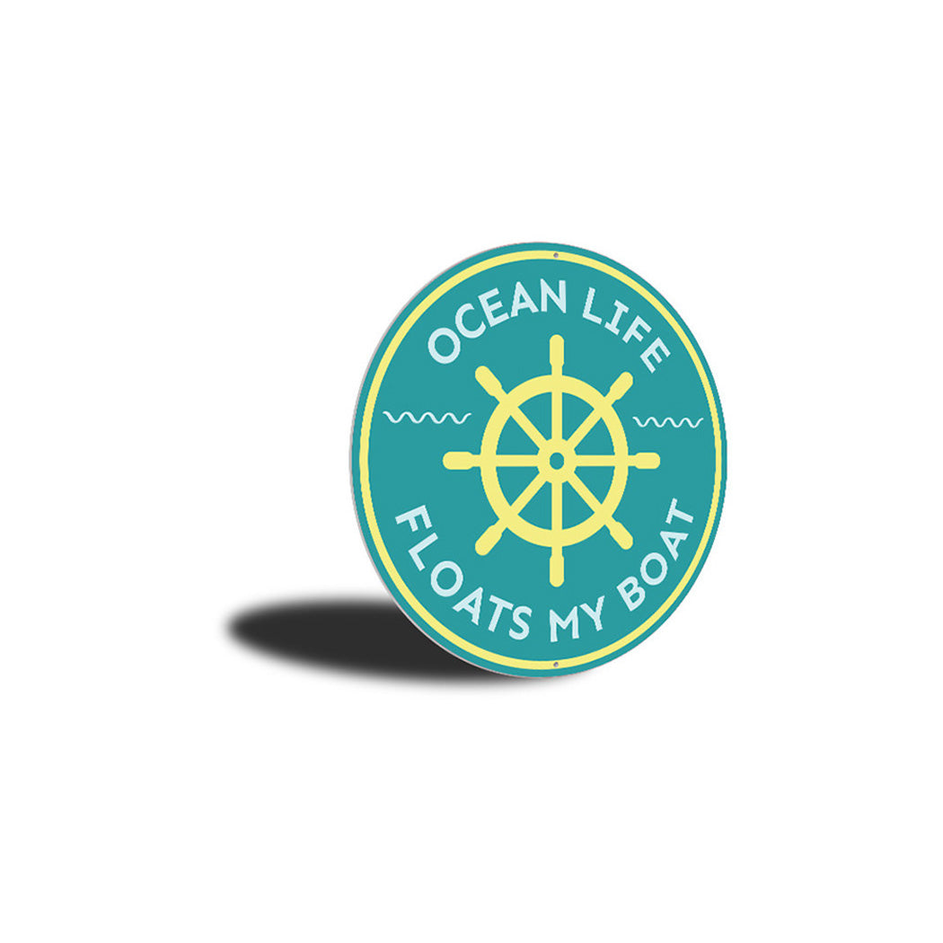 Ocean Life Boat Sign, Beach House Decor Aluminum Sign