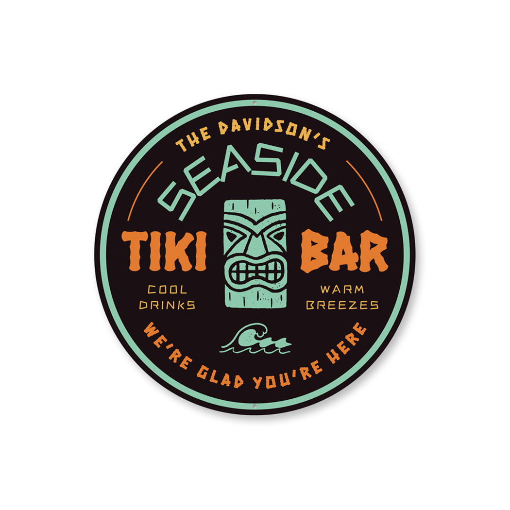 Seaside Tiki Bar Sign, Beach Bar, Beach House Decor, Beach Aluminum Sign