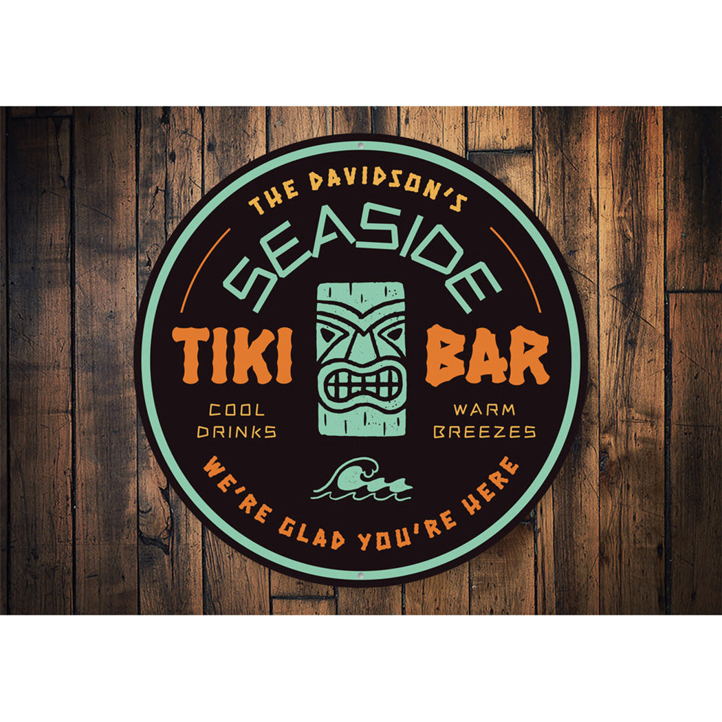 Seaside Tiki Bar Sign, Beach Bar, Beach House Decor, Beach Aluminum Sign