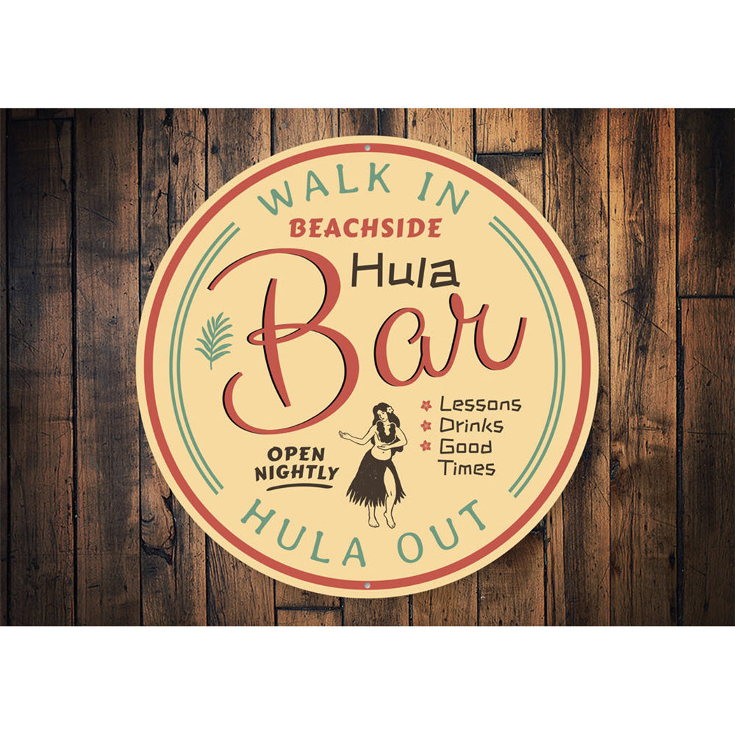 Hula Bar Sign, Beach Bar Decorative Sign, Beach House Aluminum Sign
