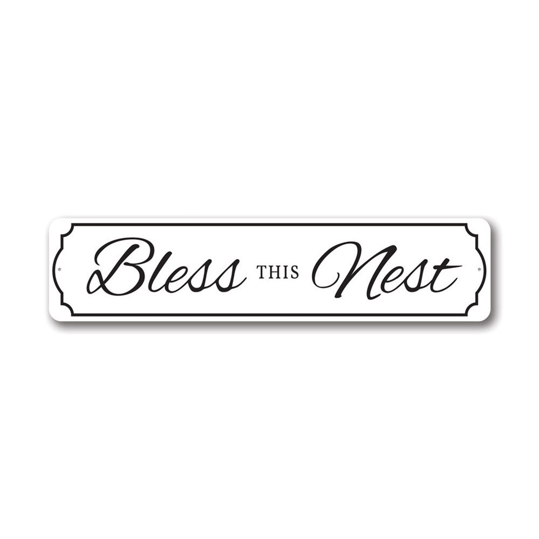 Bless This Nest Metal Sign