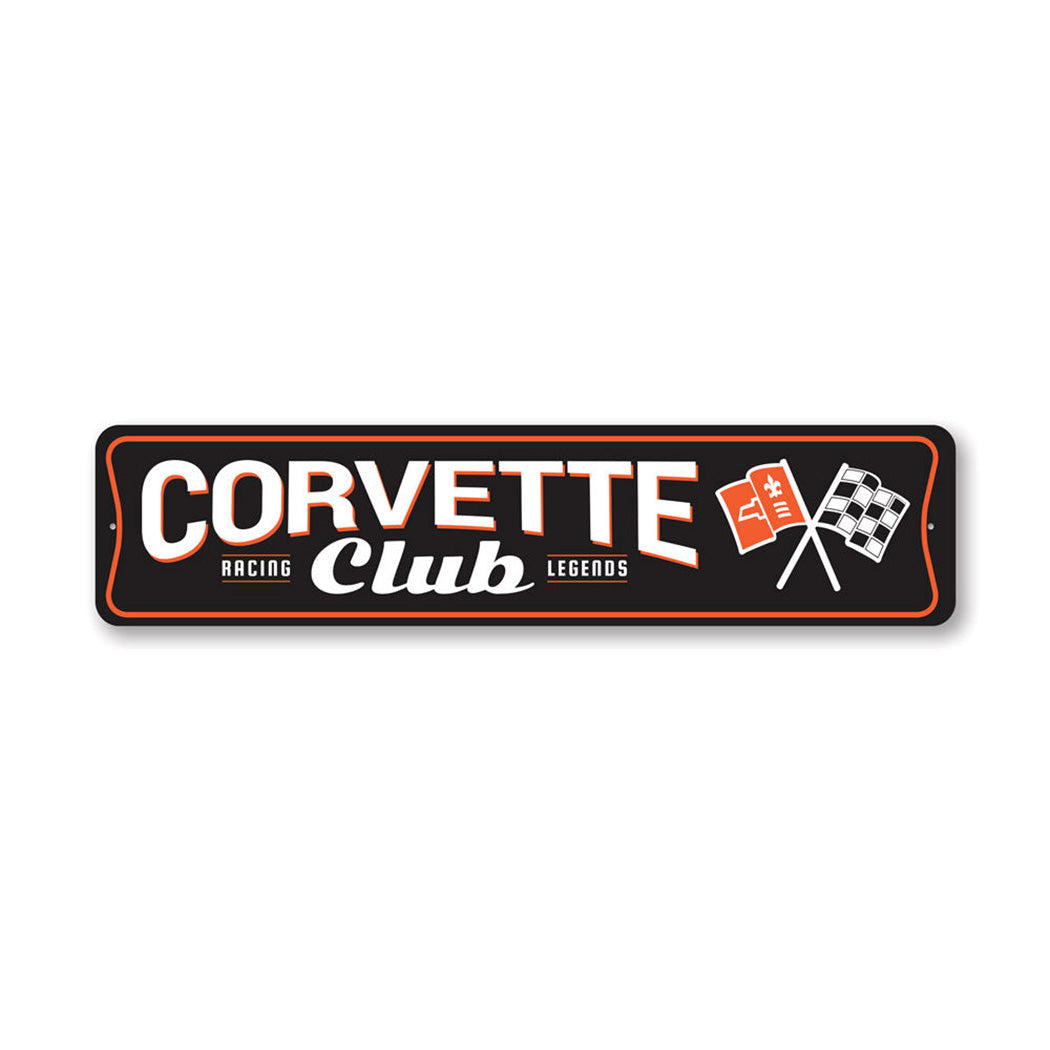 Chevy Corvette Club Metal Sign