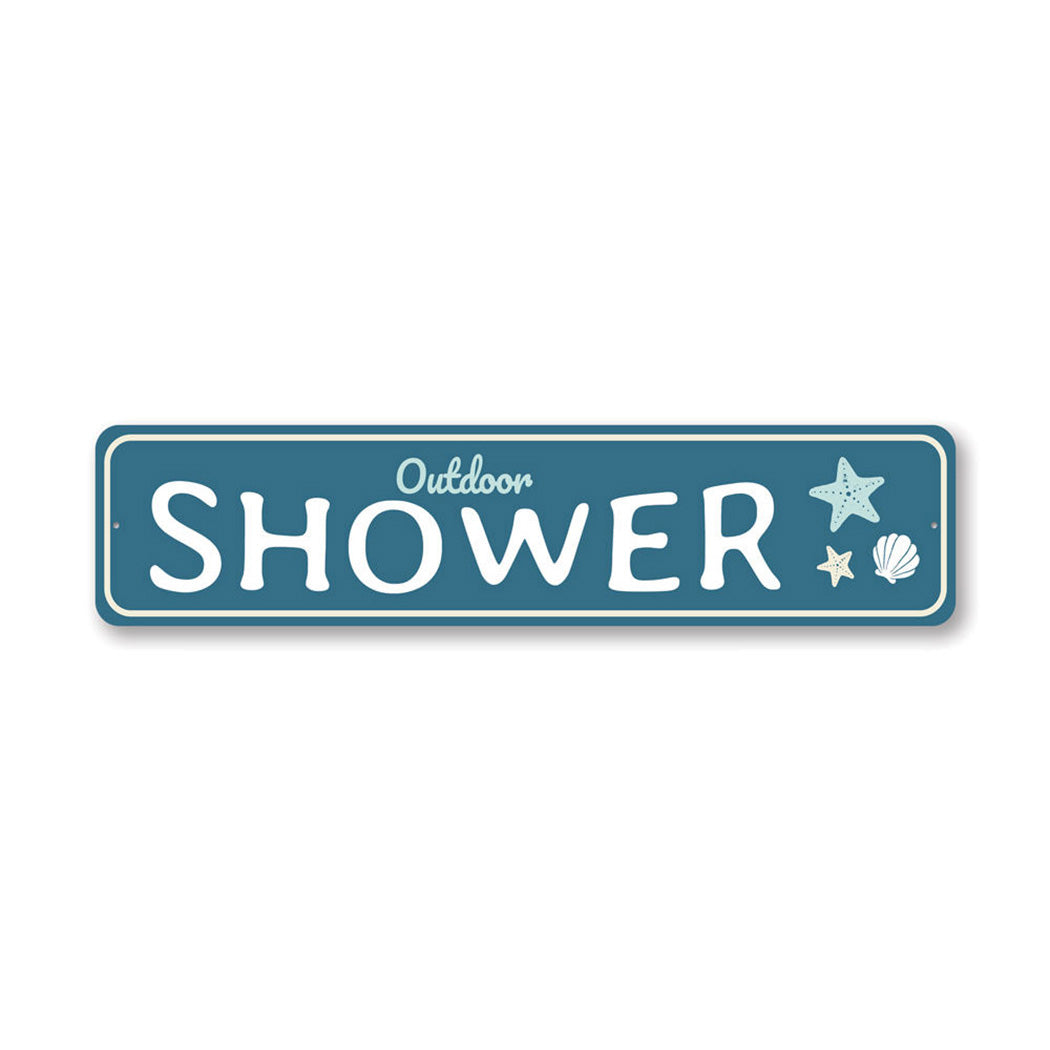 Outdoor Shower Beach Metal Sign