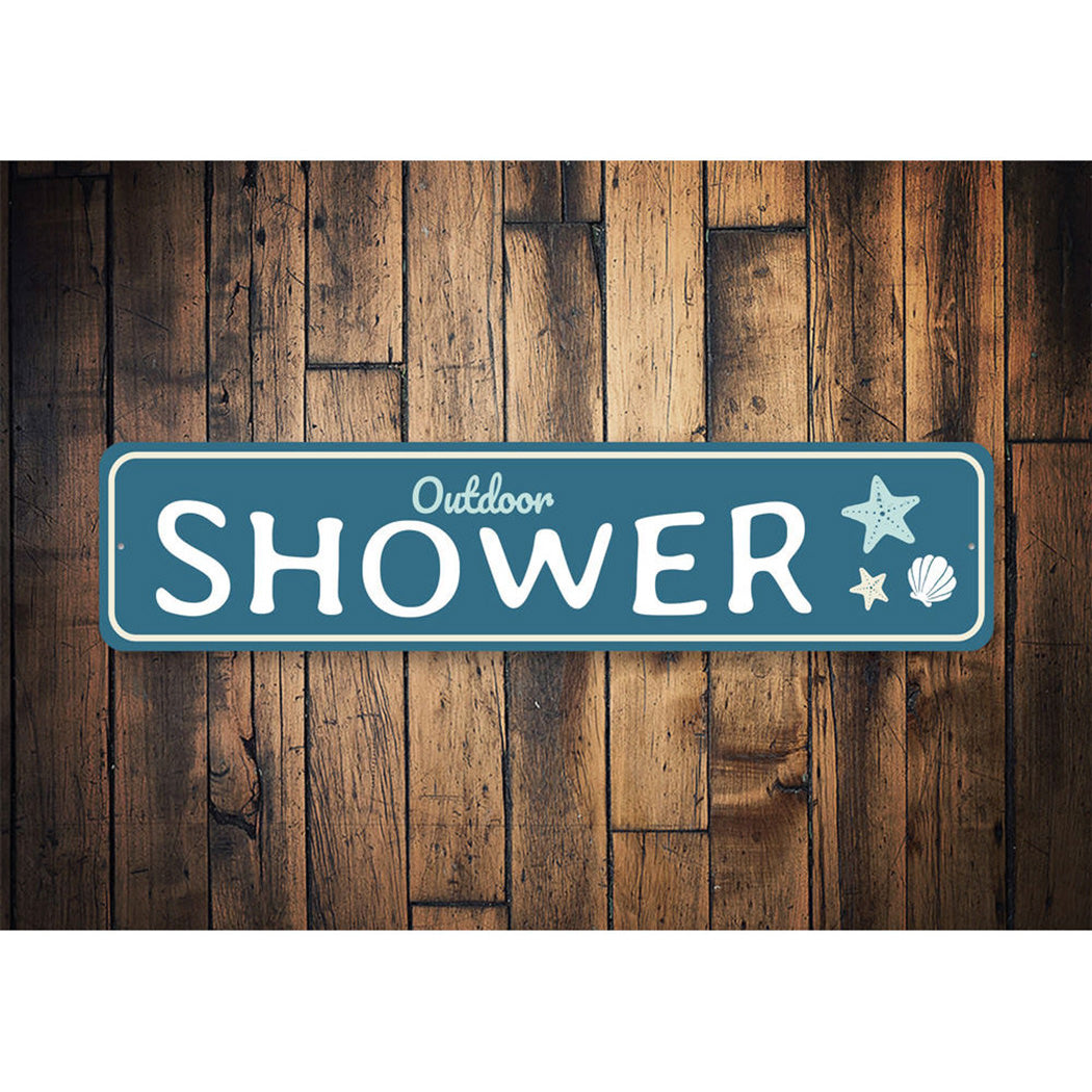Outdoor Shower Beach Sign