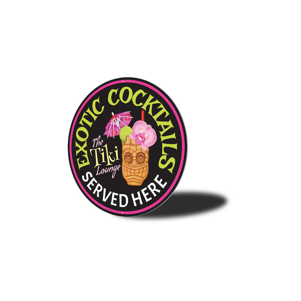 Exotic Cocktails Tiki Lounge Metal Sign