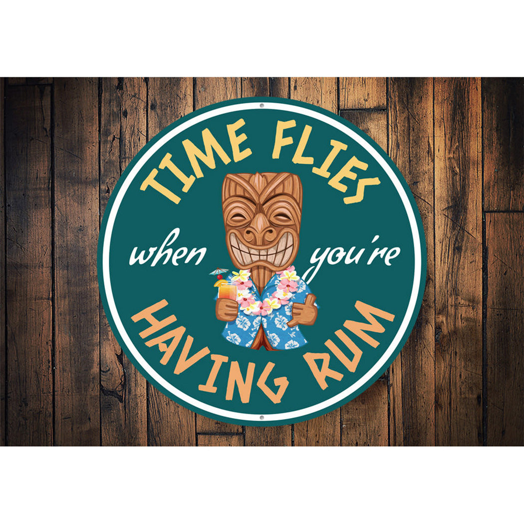 Time Flies Having Rum Bar Sign