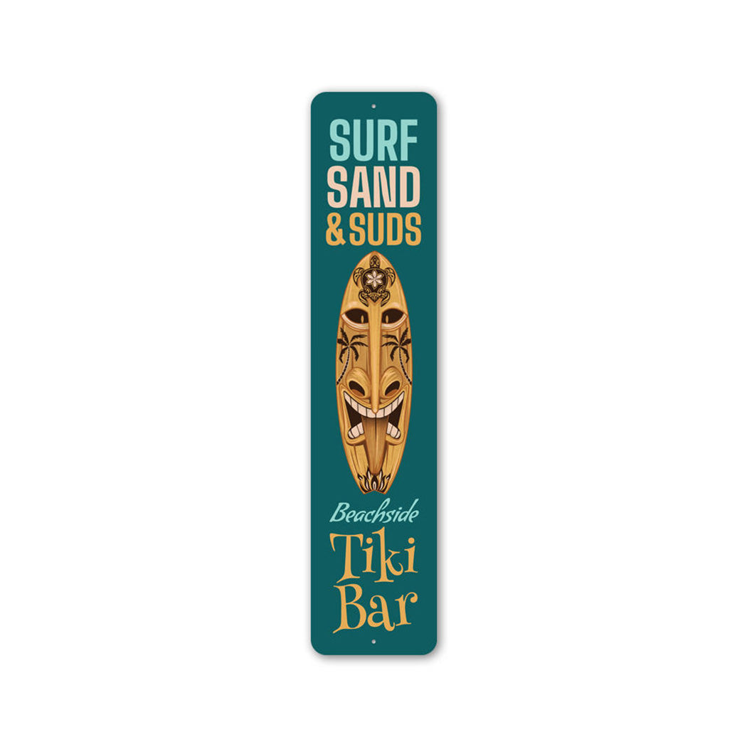 Surf Sand and Suds Beach Metal Sign