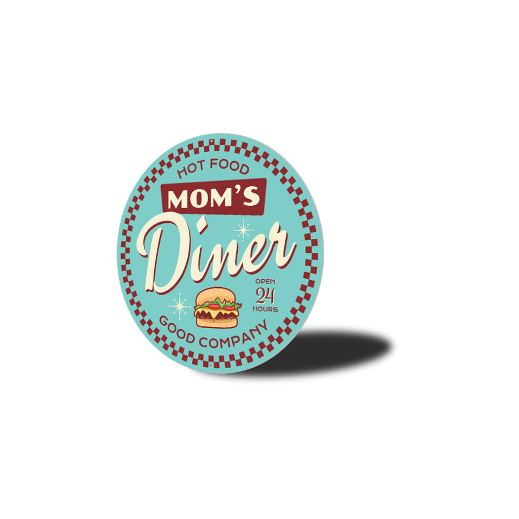 Mom's Diner Open Metal Sign