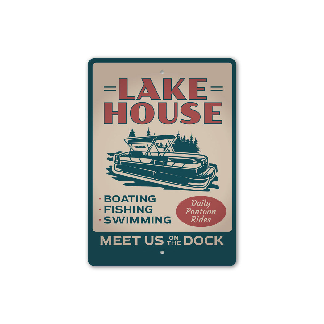 Pontoon Lakehouse Metal Sign