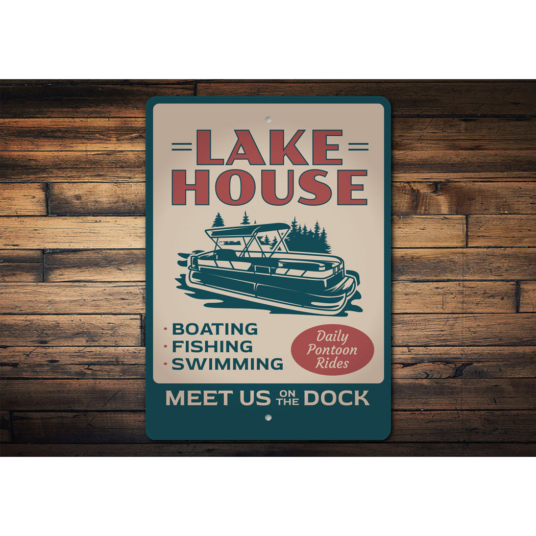 Pontoon Lakehouse Metal Sign