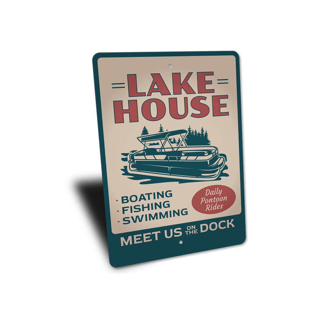Pontoon Lakehouse Metal Sign