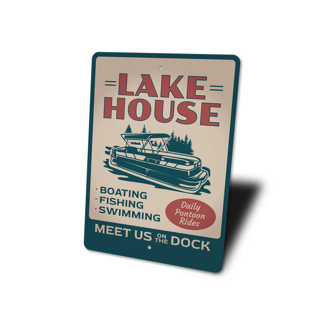 Pontoon Lakehouse Metal Sign