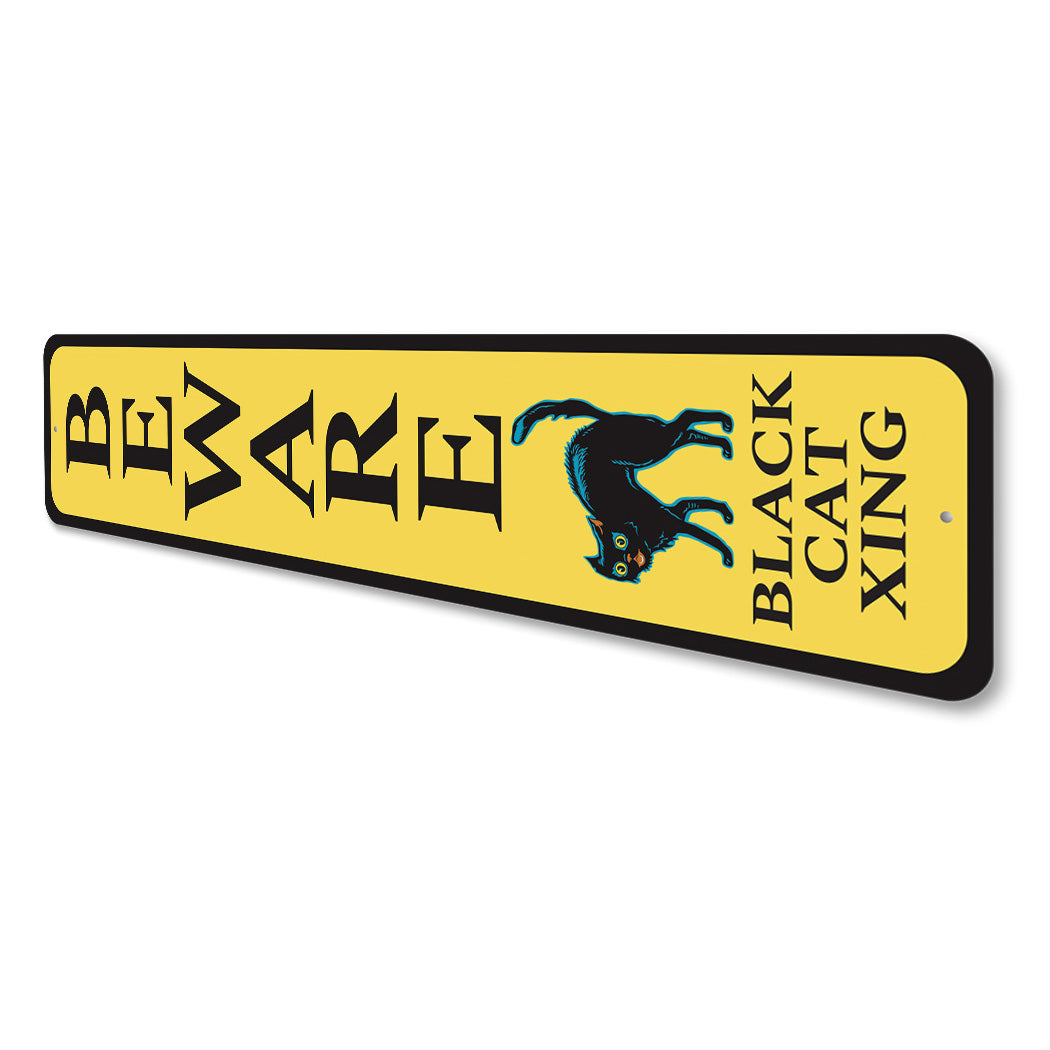 Black Cat Beware Sign
