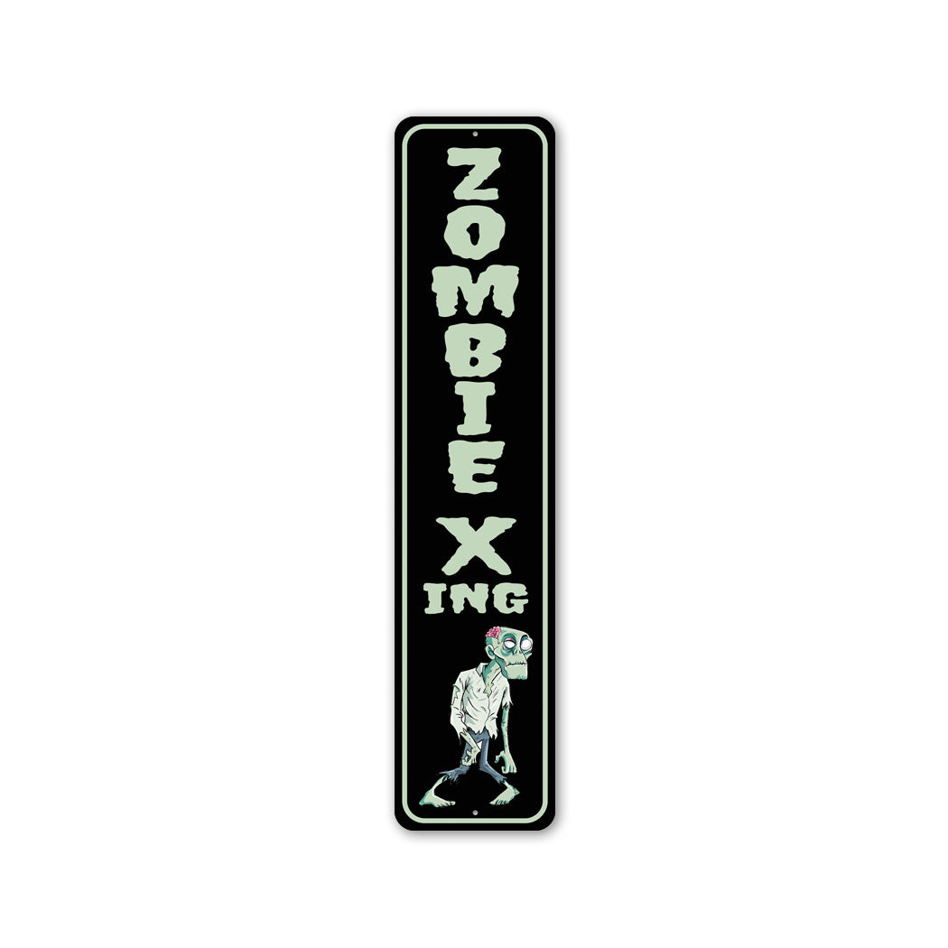 Zombie Crossing Vertical Metal Sign