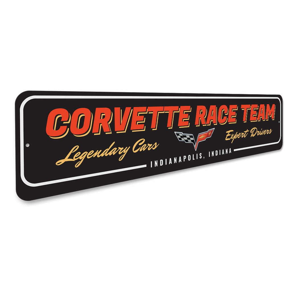 Chevy Corvette Race Team Metal Sign